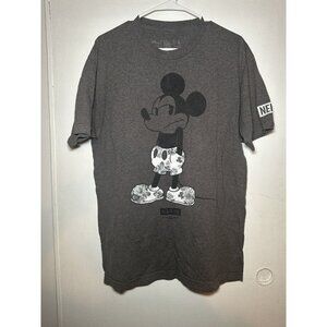 Disney NEFF Mickey Mouse floral hawaiian tee tshirt L charcoal Grey